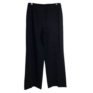 Akris Wool Classic Black Wide-Leg Trousser Pants